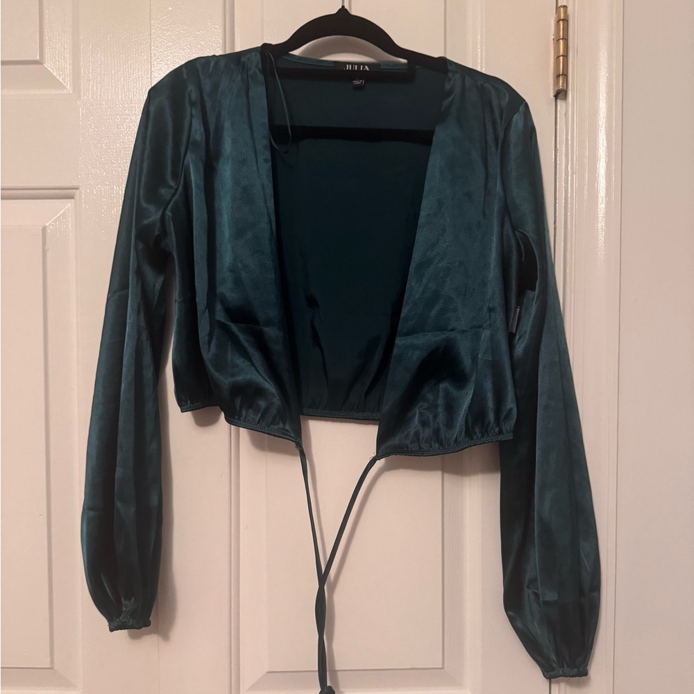 Teal Satin Blouse